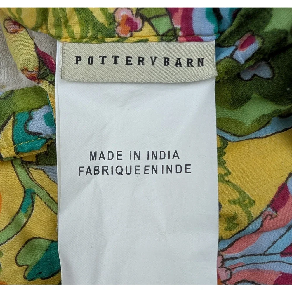 Pottery Barn Pillow Covers 25x18 Cotton Floral India Boho Cottage Colorful Retro